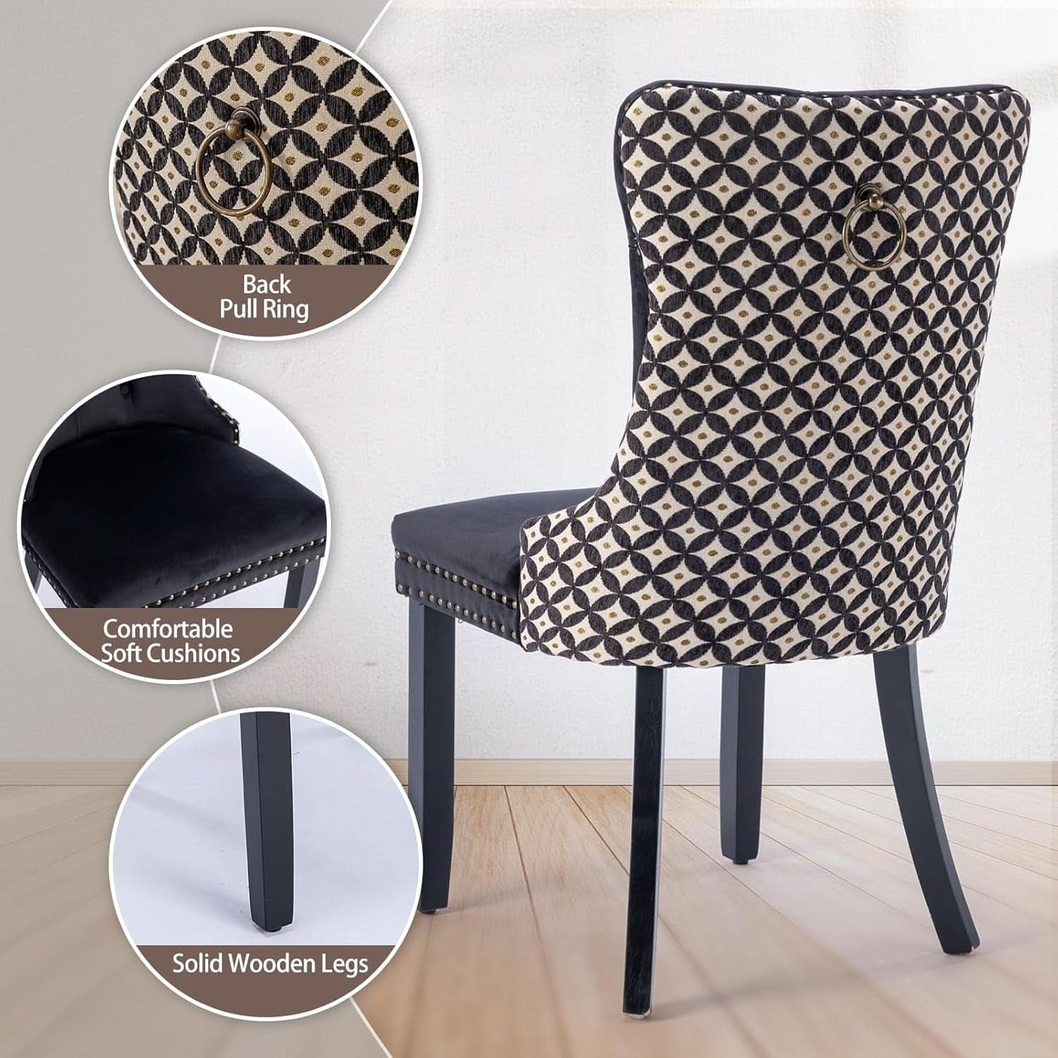 Velvet Tufted Dining Chairs Set Of 4 With Nailhead Trim