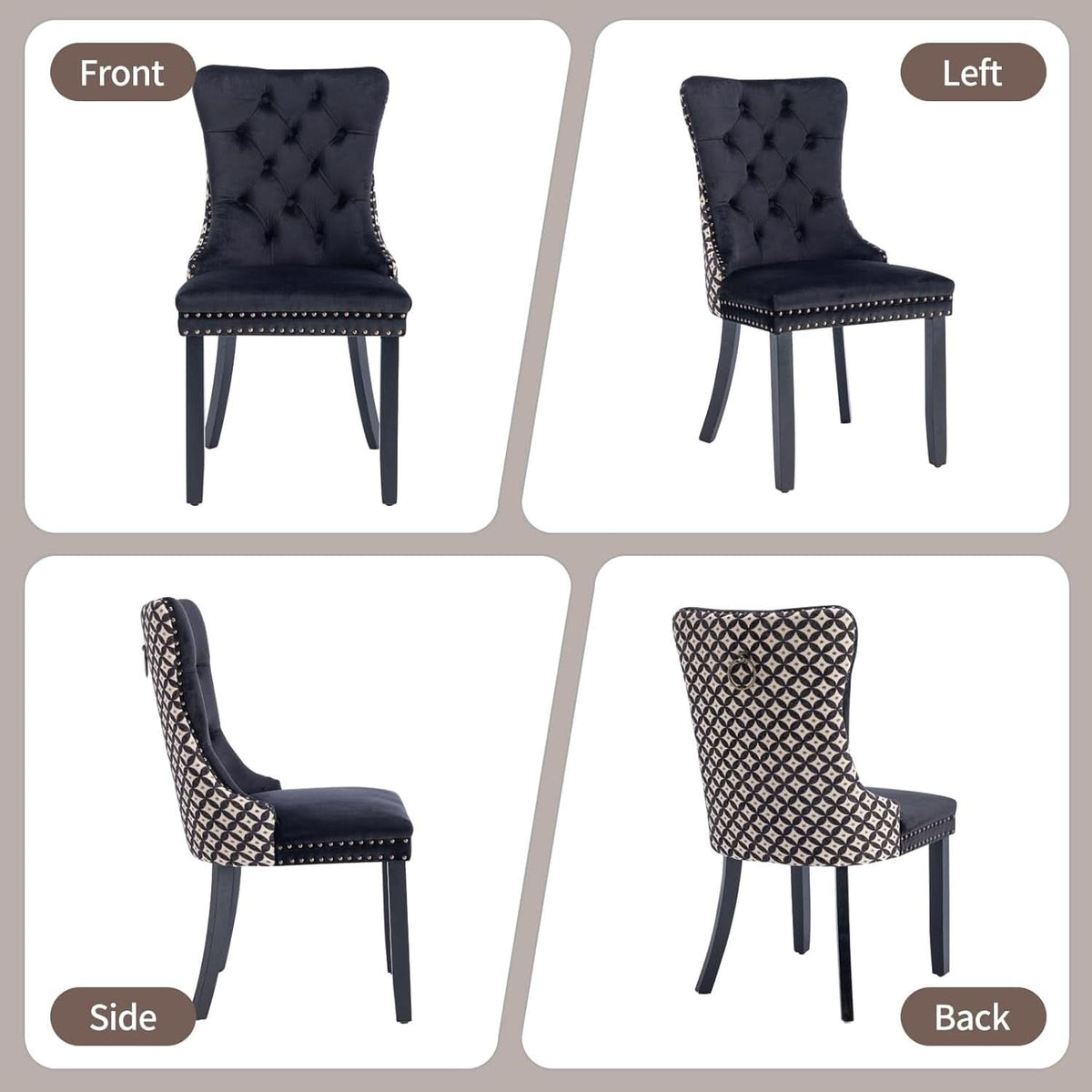 Velvet Tufted Dining Chairs Set Of 4 With Nailhead Trim