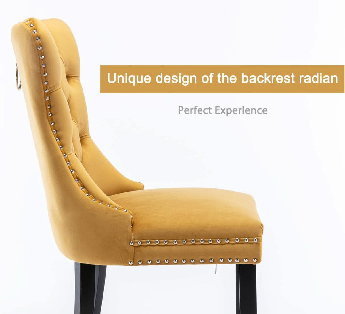 Velvet Tufted Dining Chairs Set Of Four Gold Finish