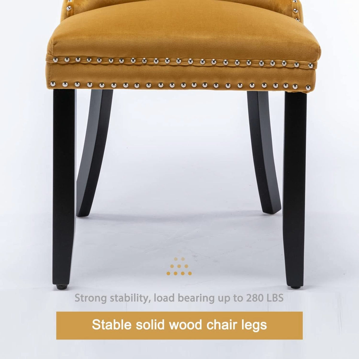 Velvet Tufted Dining Chairs Set Of Four Gold Finish