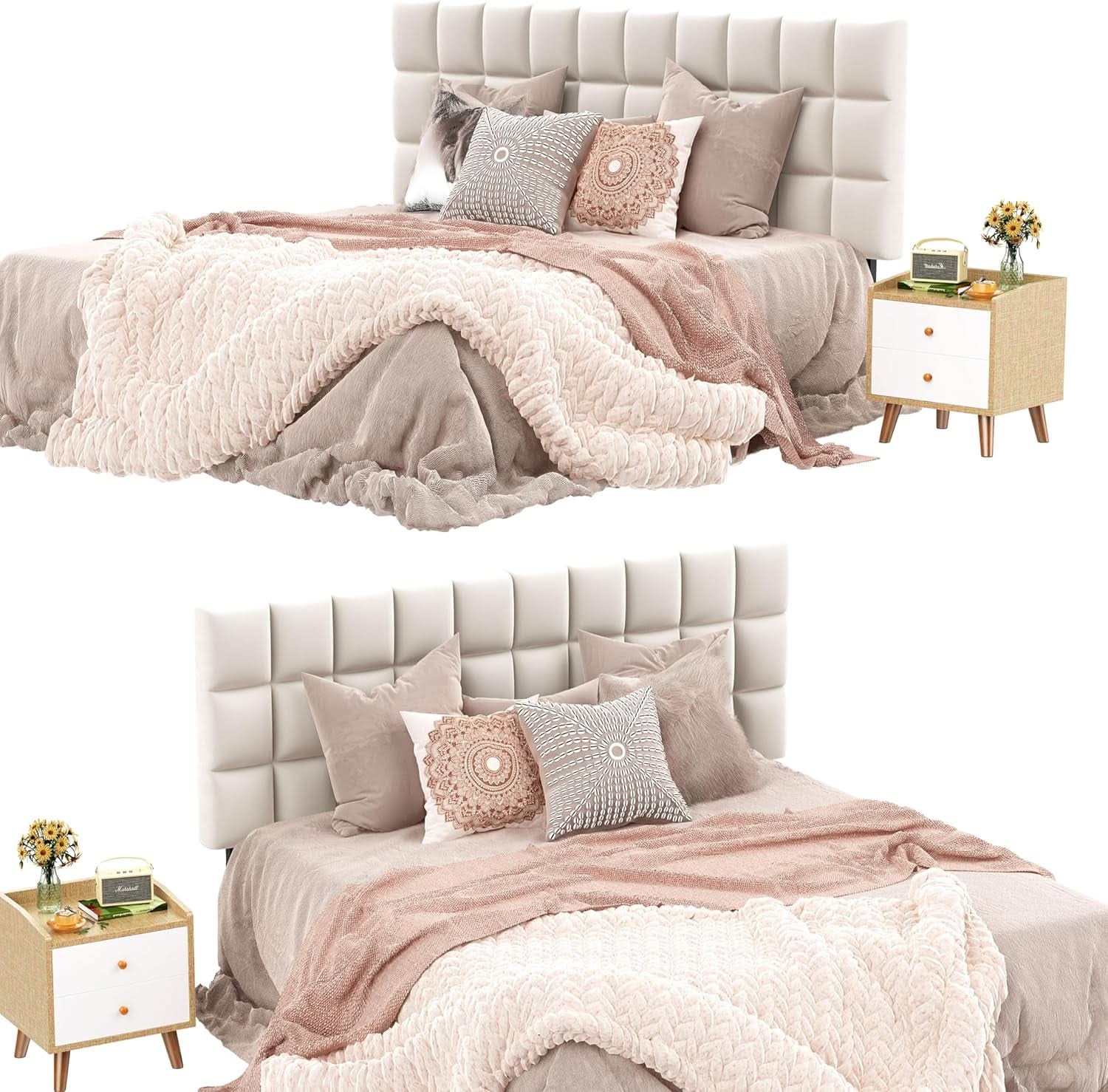 Velvet Tufted King Size Headboard with Adjustable Height