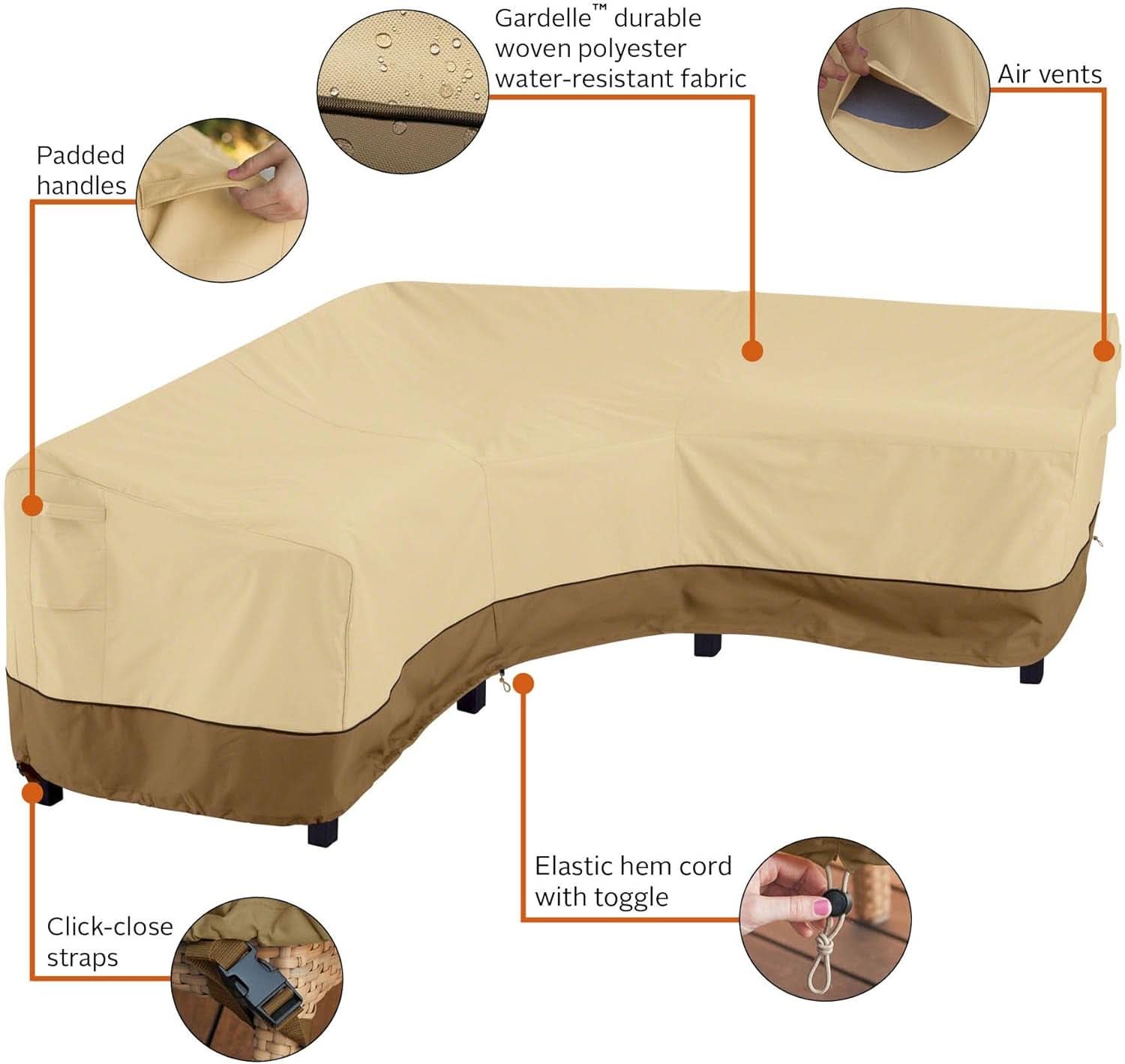 Veranda V Shaped Sectional Sofa Cover X Large Pebble