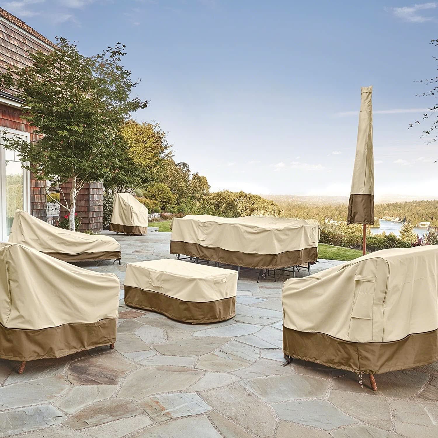 Veranda V Shaped Sectional Sofa Cover X Large Pebble