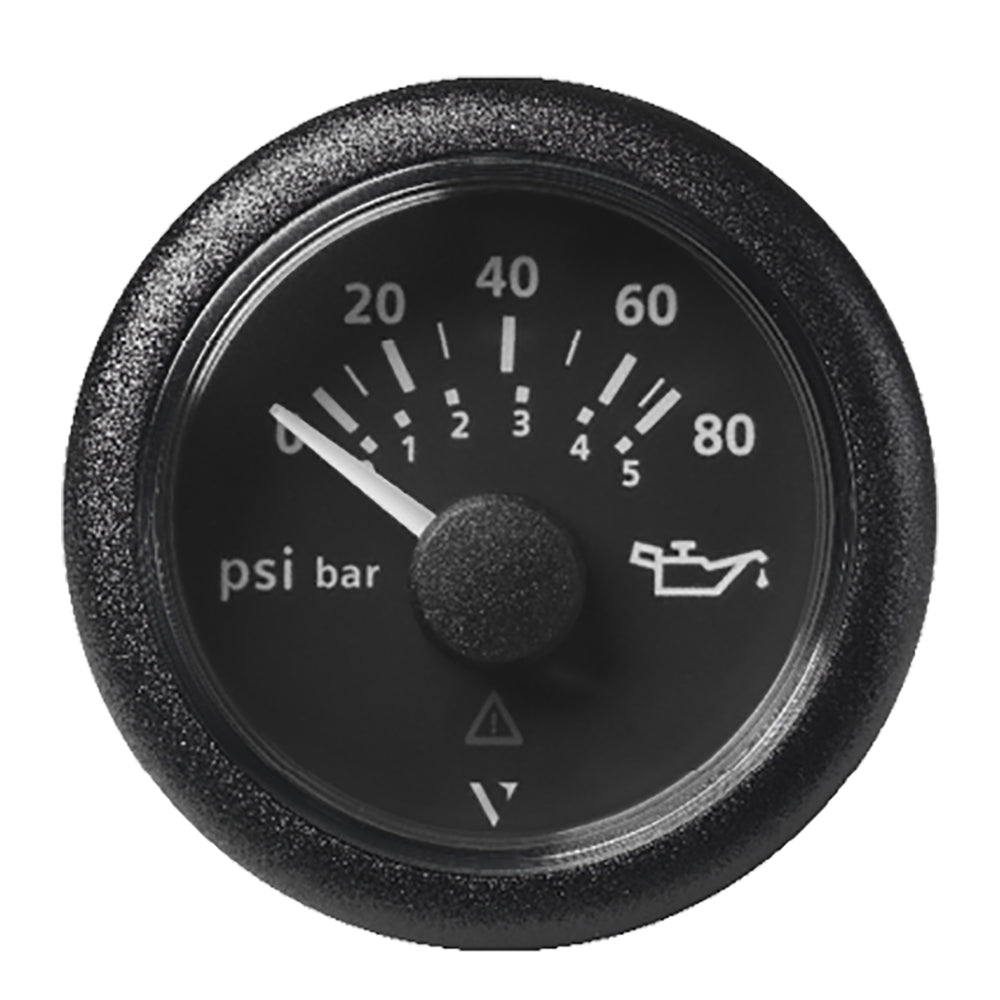 Veratron 52MM (2-1/16") ViewLine Oil Pressure Gauge 80 PSI/5 Bar - Black Dial &amp; Round