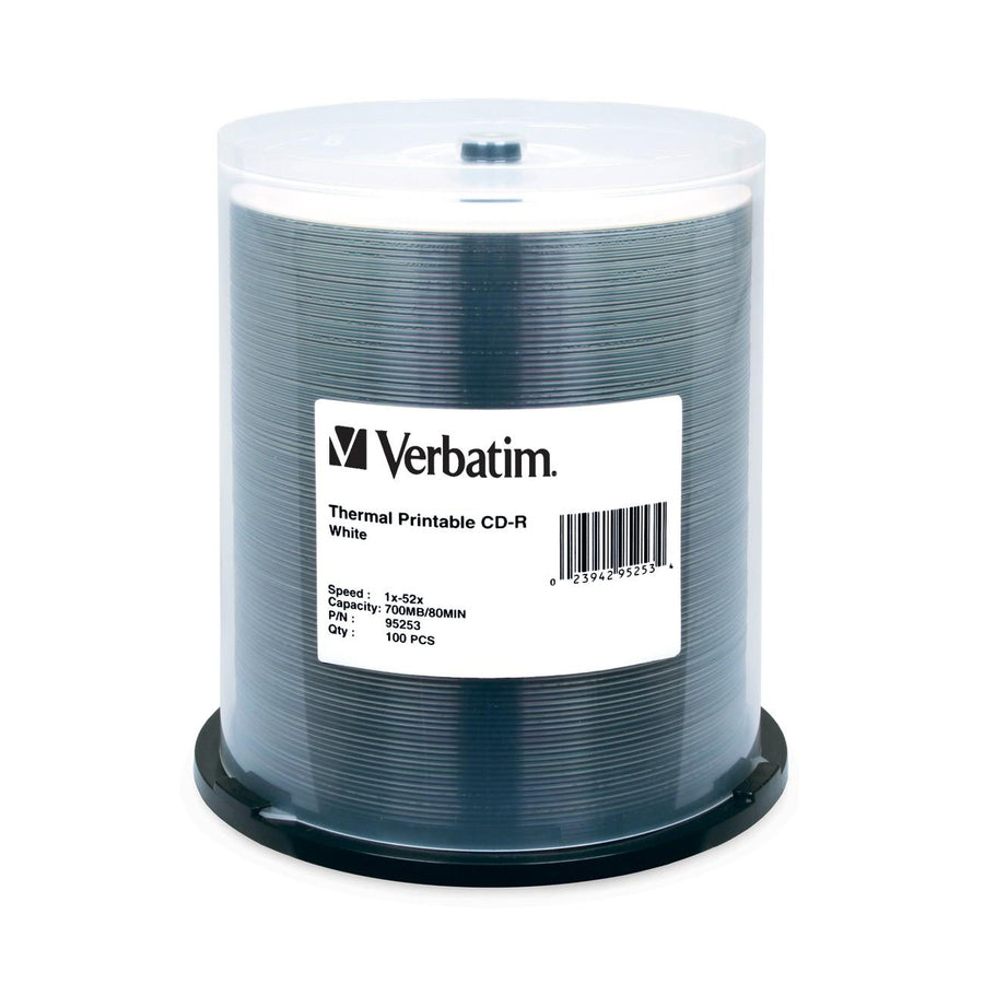 Verbatim Cd-R 700Mb 52X White Thermal Printable - 100Pk Spindle