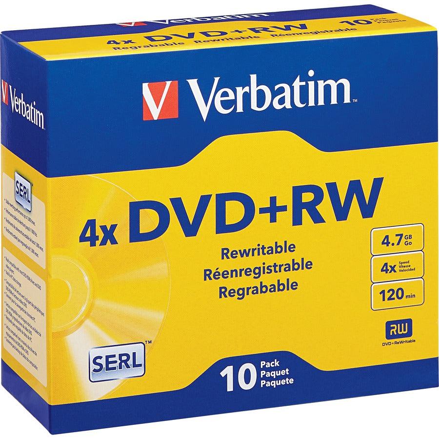 Verbatim Datalifeplus 94839 Dvd Rewritable Media - Dvd+Rw - 4X - 4.70 Gb - 10 Pack Slim Case
