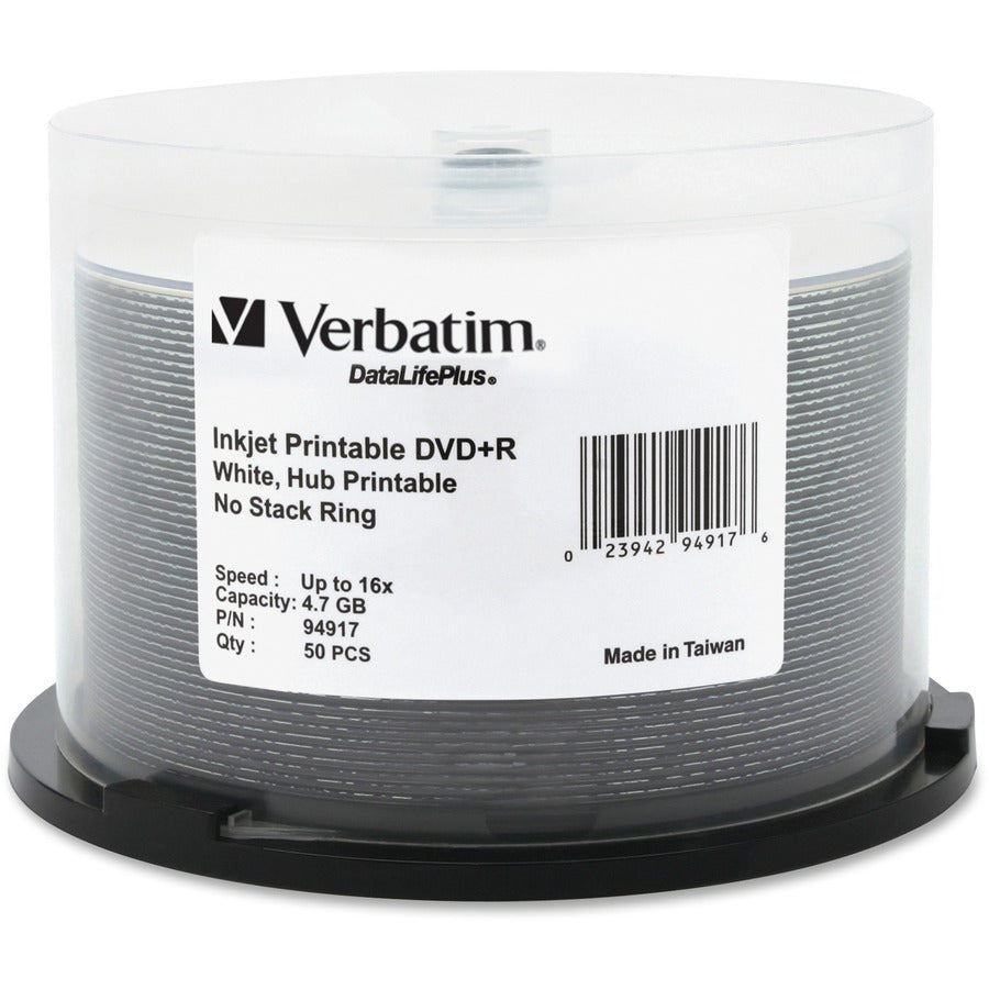 Verbatim Datalifeplus 94917 Dvd Recordable Media - Dvd+R - 16X - 4.70 Gb - 50 Pack Spindle