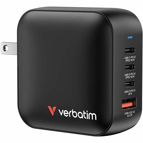 Verbatim Mini GaN Charger 100W 4-Port Fast Charging for Professionals