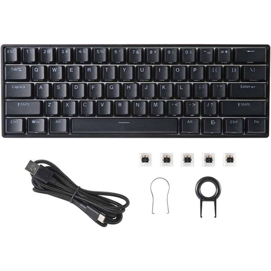 Verbatim S.T.R.I.K.E. 6 60% RGB Mechanical Keyboard - Cable Connectivity - USB Type C Inte