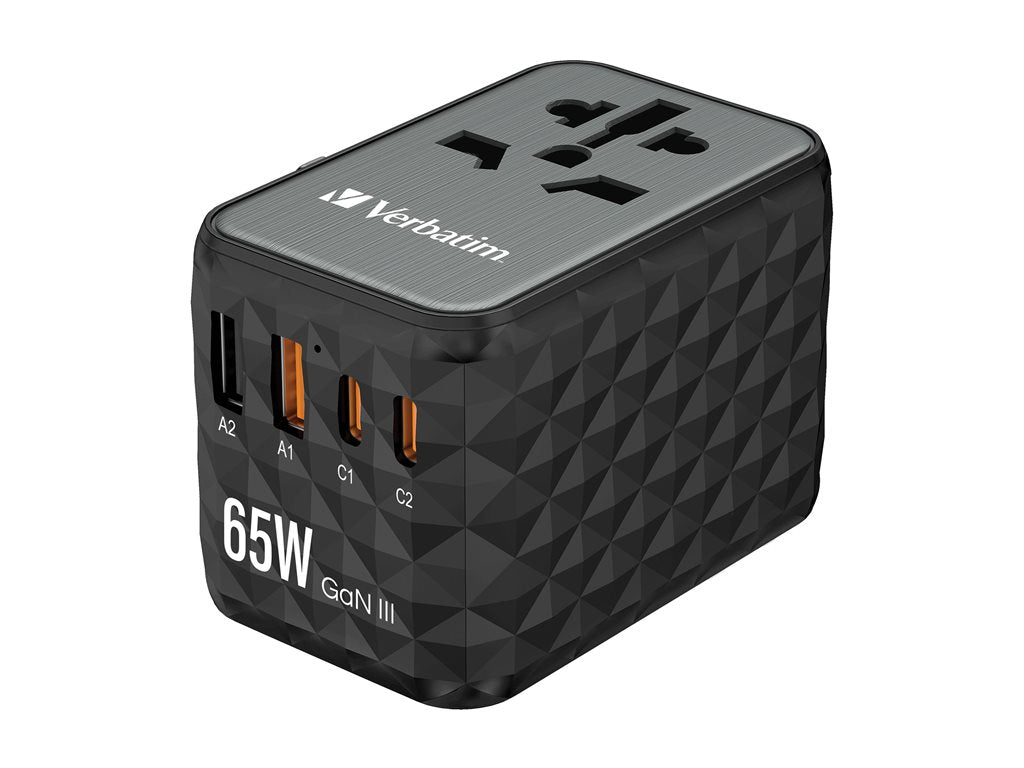 Verbatim UTA-05 - Power adapter - GaN III, universal - 65 Watt - 5 A - PD 3.0, QC 4+, QC 3.0, Fast Charge, Super Charge,