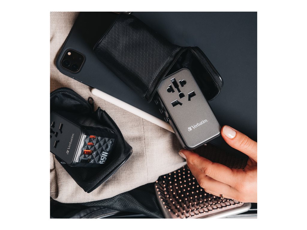 Verbatim UTA-05 - Power adapter - GaN III, universal - 65 Watt - 5 A - PD 3.0, QC 4+, QC 3.0, Fast Charge, Super Charge,