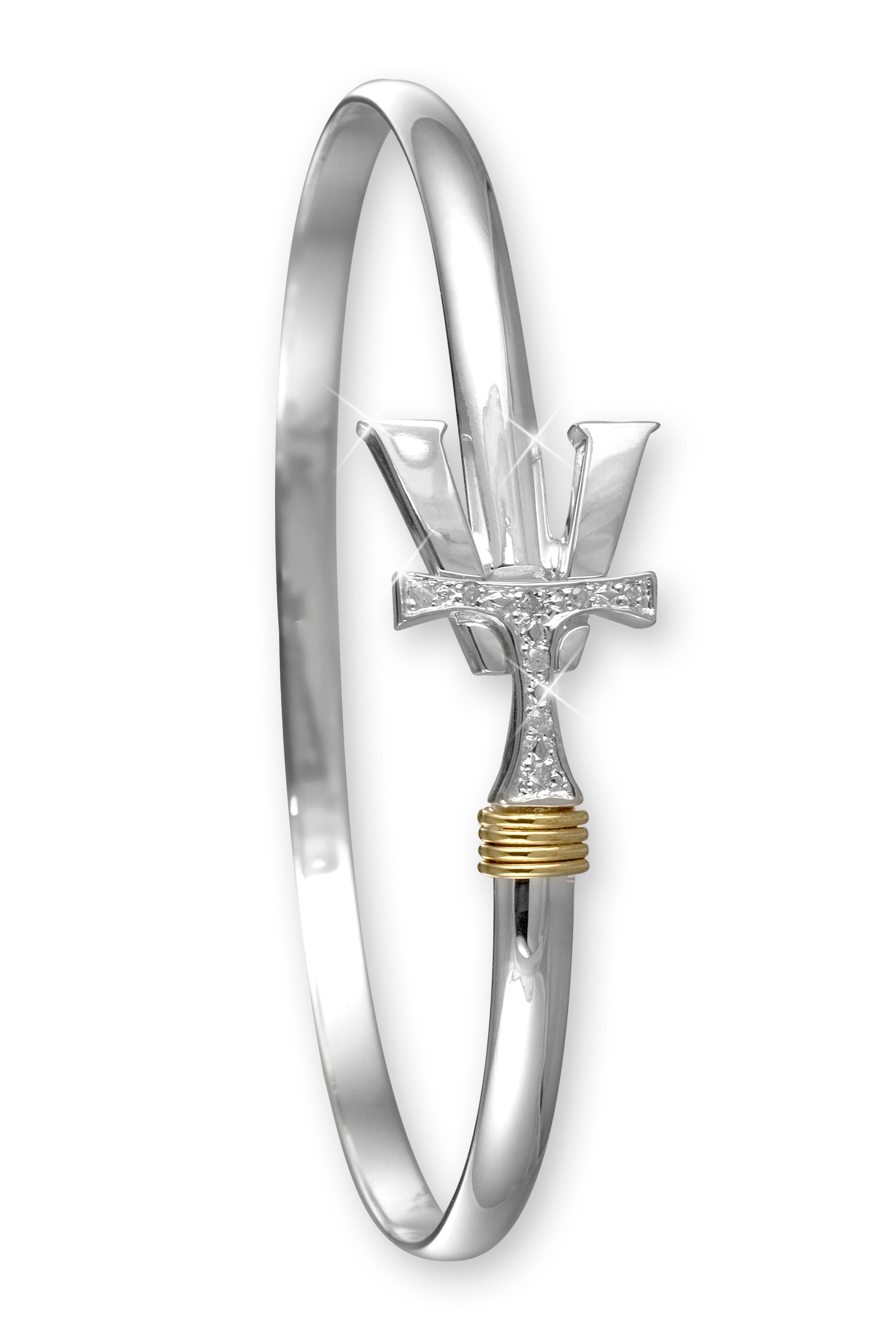 Vermont Hook Bracelet Silver with Diamond Accents - 3mm Band - 7 Inch