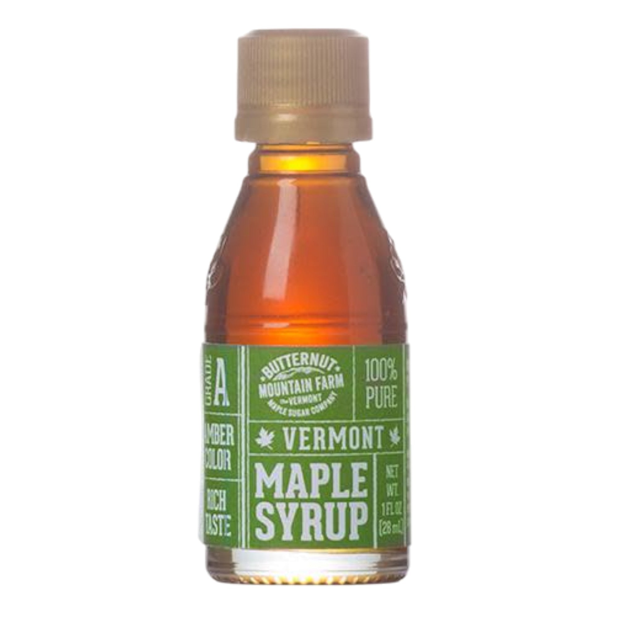 Vermont Maple Syrup - 1 Ounce Glass Bottle 'Nip' - Grade A Amber