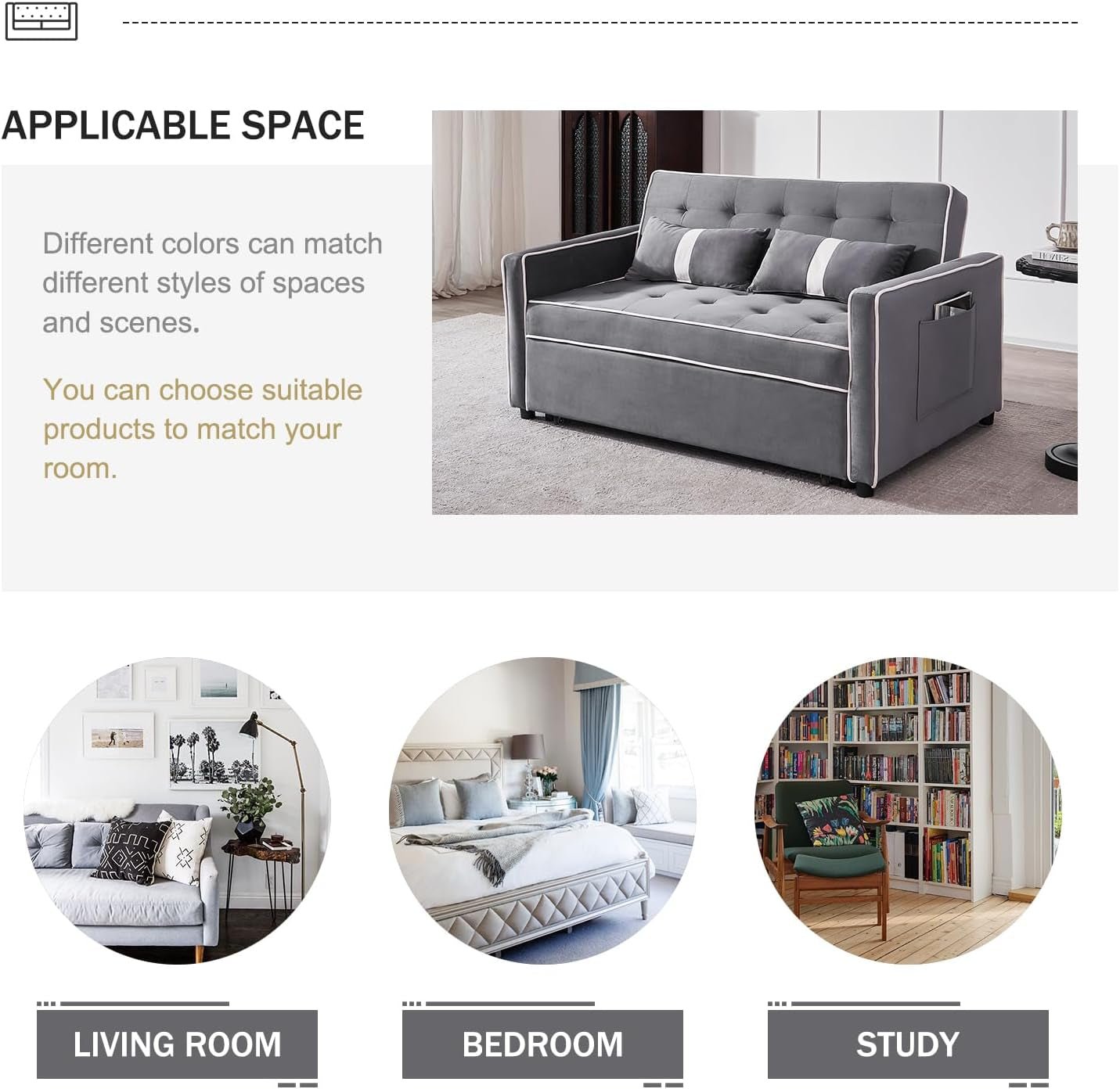 Versatile 3 in 1 Sofa Bed with Adjustable Backrest