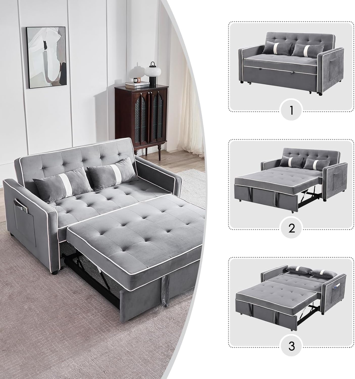 Versatile 3 in 1 Sofa Bed with Adjustable Backrest