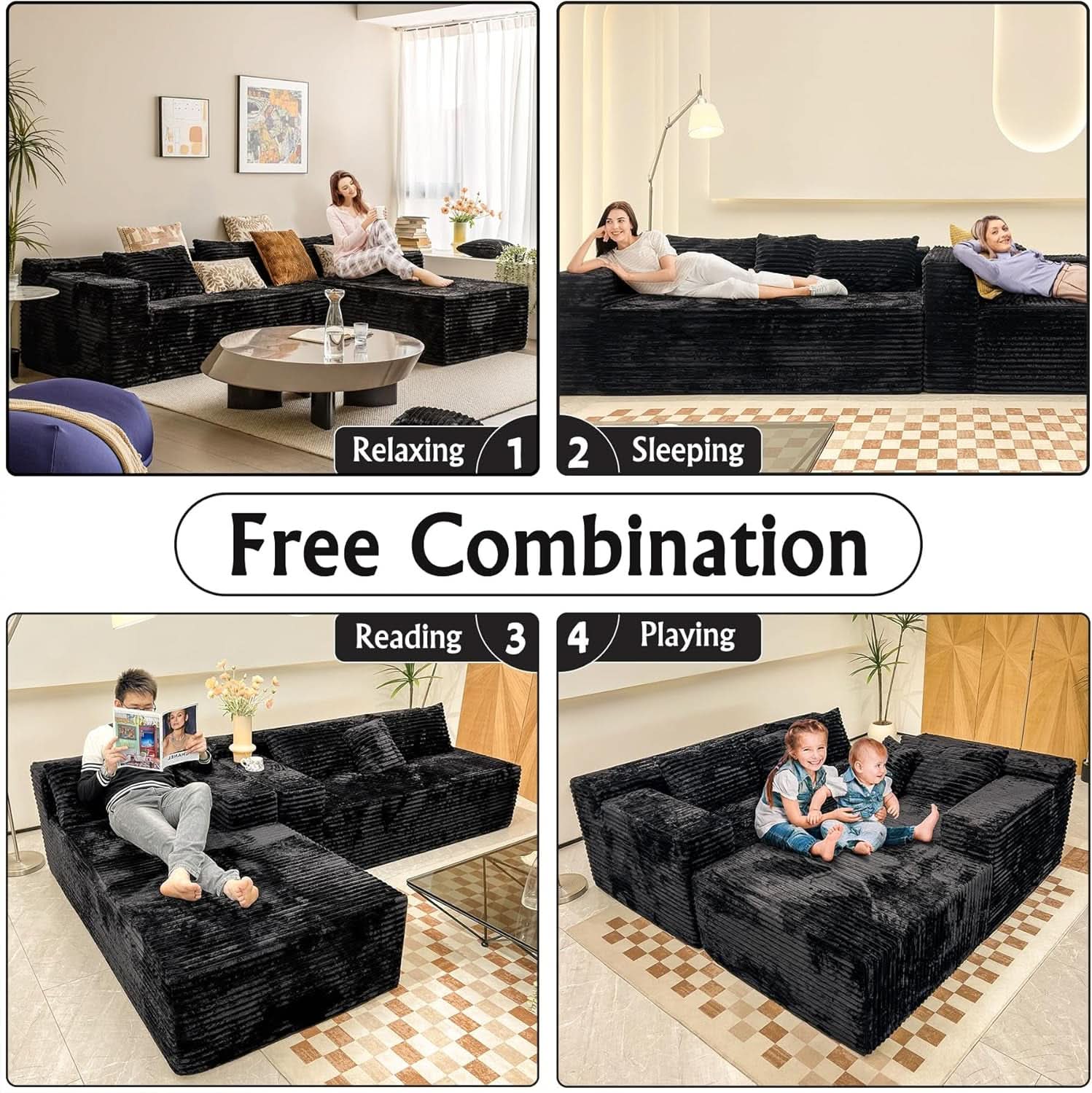 Versatile L-Shape Corduroy Sectional Couch for Comfort