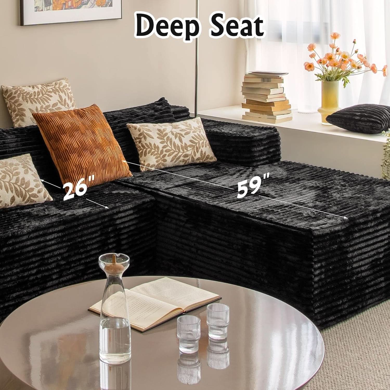 Versatile L-Shape Corduroy Sectional Couch for Comfort