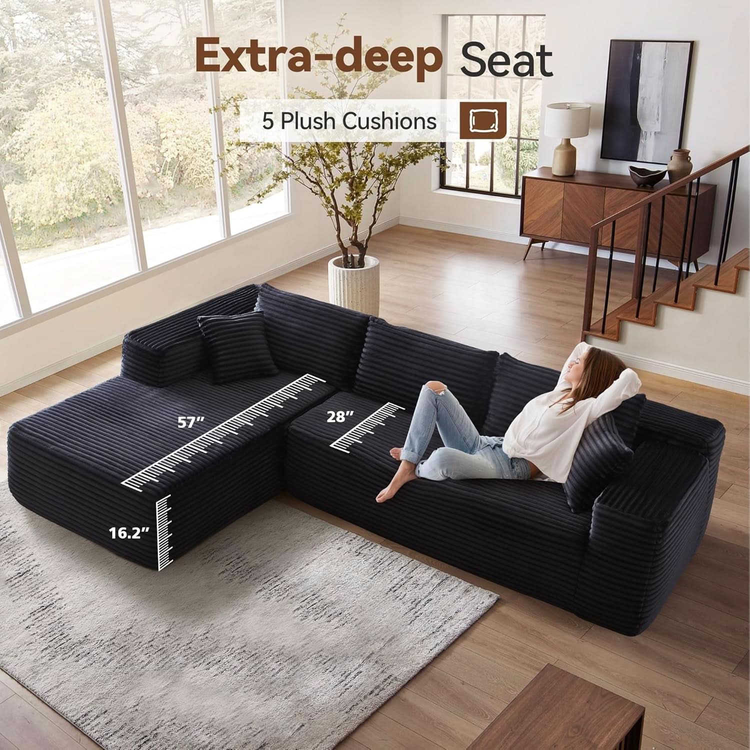 Versatile L Shaped Modular Couch for Living Room