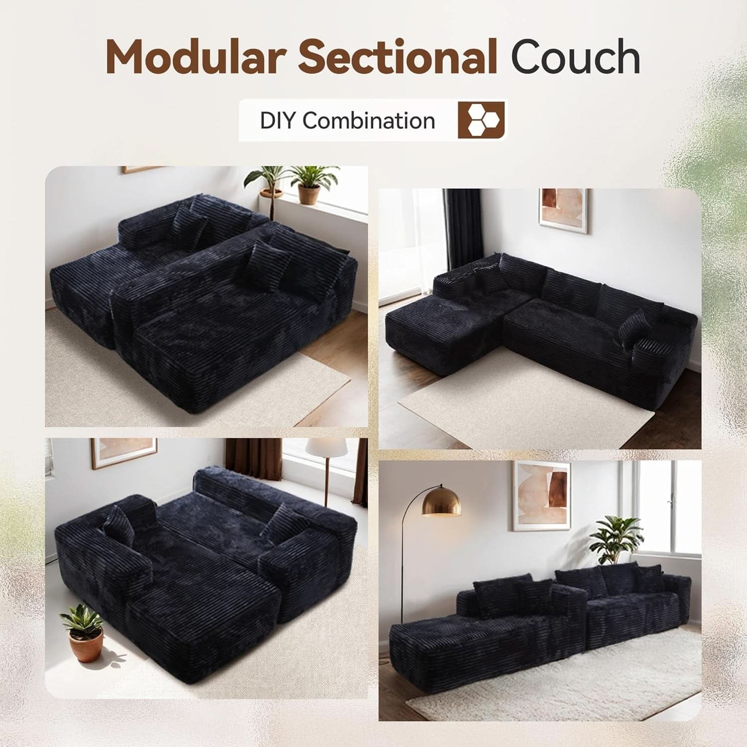 Versatile L Shaped Modular Couch for Living Room