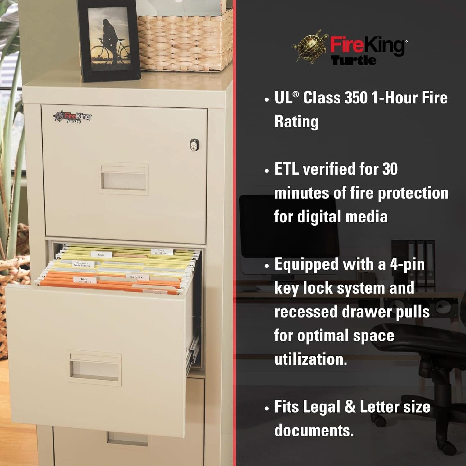 Vertical 2 Drawer Fire Safe File Cabinet 1 Hour Fire Rated