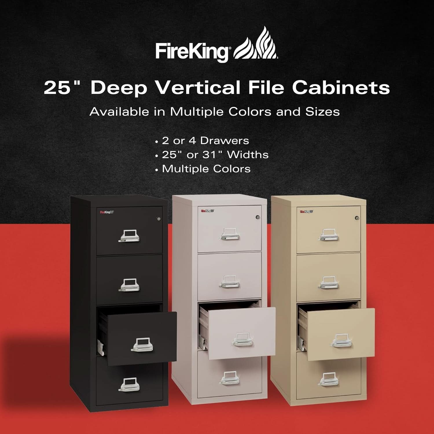 Vertical 4 Drawer Fire Rated File Cabinet Parchment Key Lock