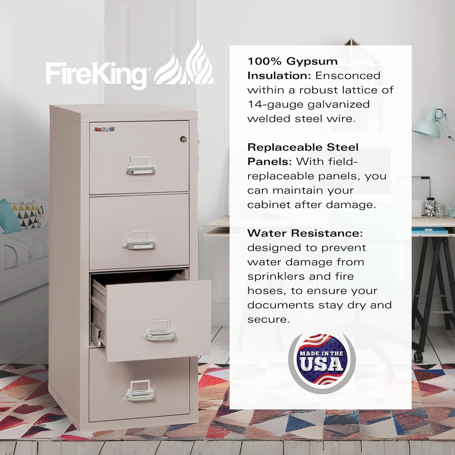 Vertical 4 Drawer Fire Safe File Cabinet 1 Hour Fire Rated
