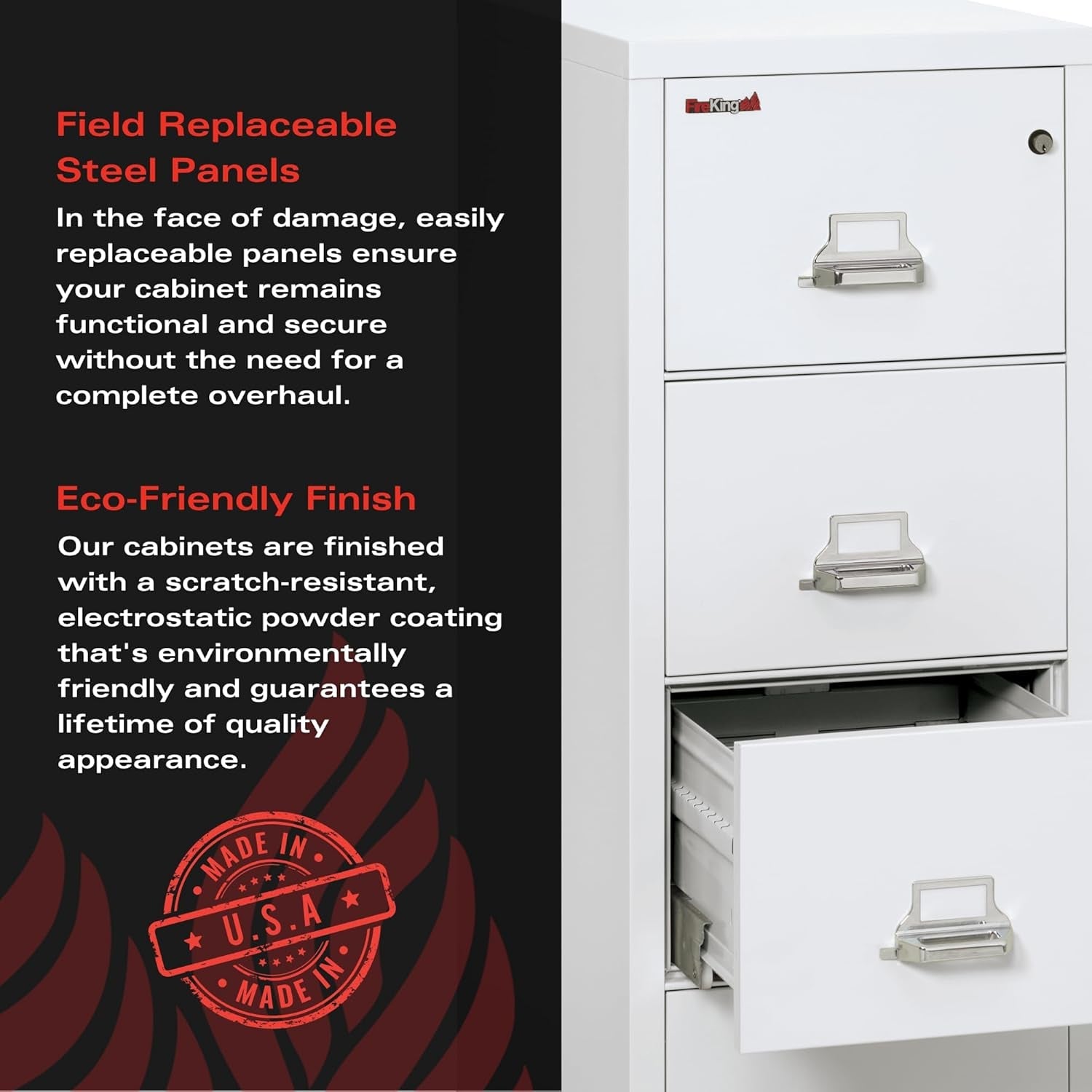 Vertical 4 Drawer Fire Safe File Cabinet 1 Hour Fire Rated