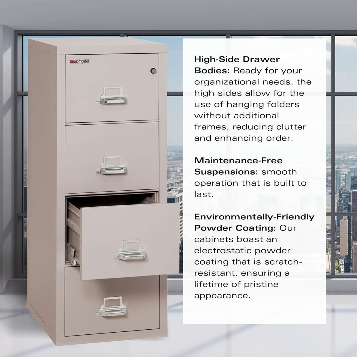 Vertical 4 Drawer Fire Safe File Cabinet 1 Hour Fire Rated