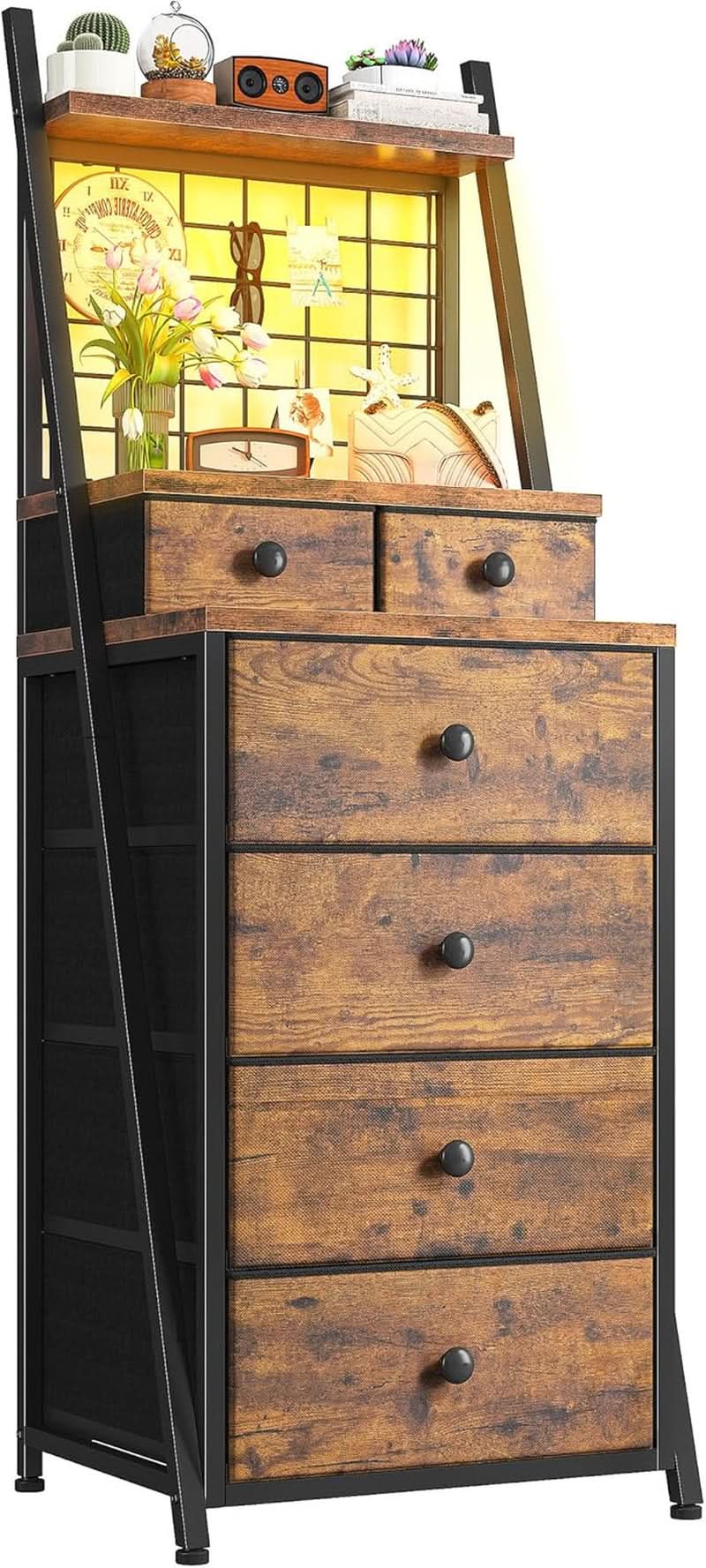Vertical Dresser LED Height 51.2 Inches Tall Bedroom