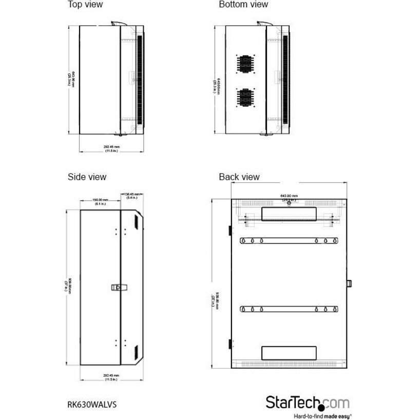 Vertical Wall Mount Patch Panel Rack - 30" Server Room Cabinet | StarTech RK630WALVS