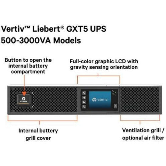 Vertiv Liebert GXT5 TAA UPS with RDU101 Card - 1000VA/1000W 120V Rack/Tower - 2U | Double