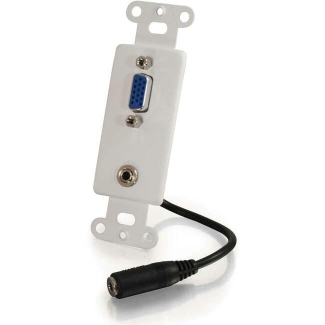 Vga And 3.5Mm Audio Pass Through Wall Plate - White