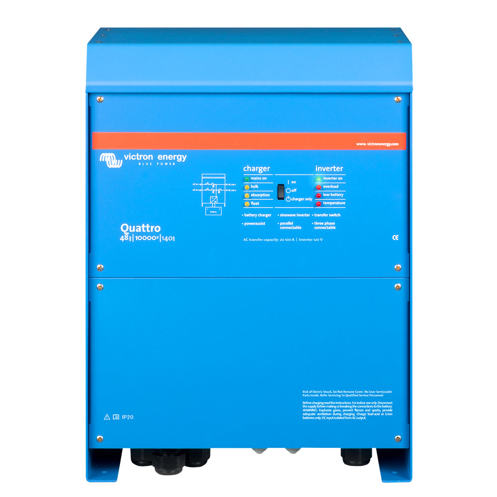 Victron Quattro Inverter/Charger 48 VDC - 10,000W - Dual 100AMP 120V AC Inputs - Auto
