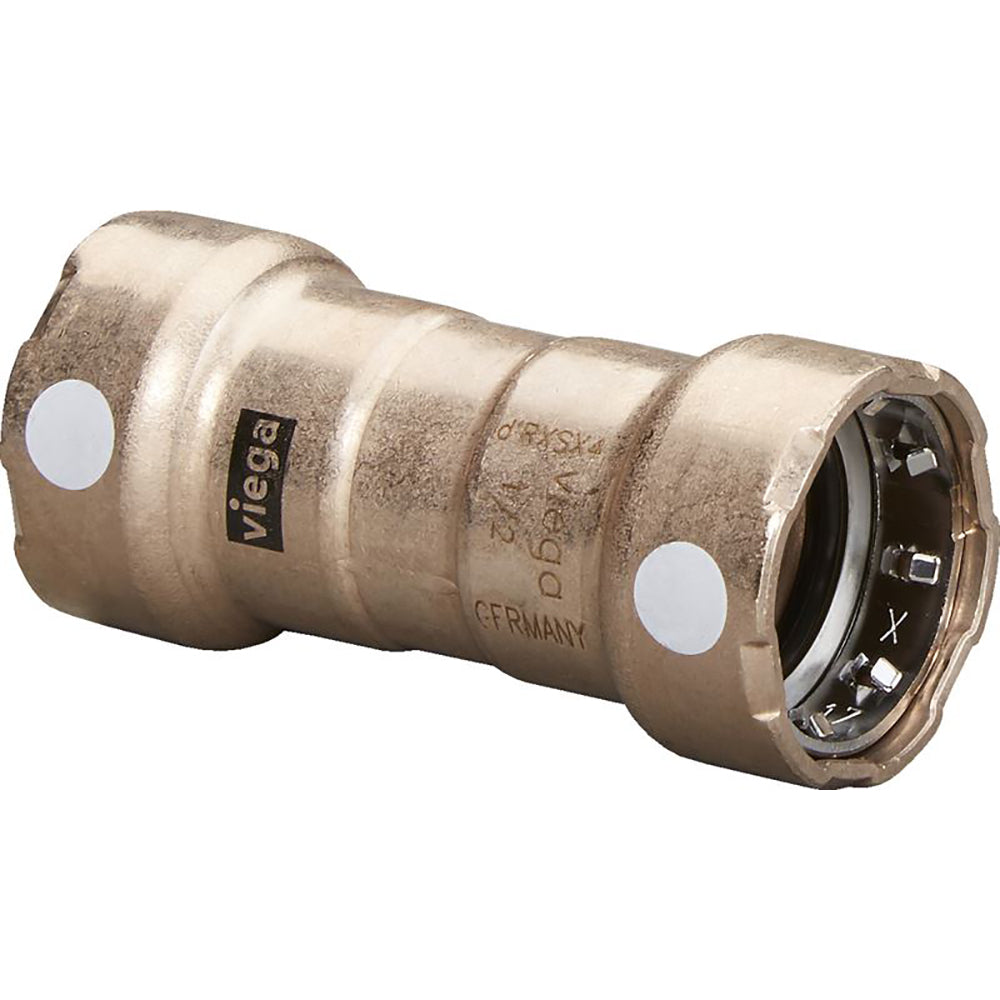 Viega MegaPress 3/4" Copper Nickel Coupling w/Stop Double Press Connection - Smart Connect