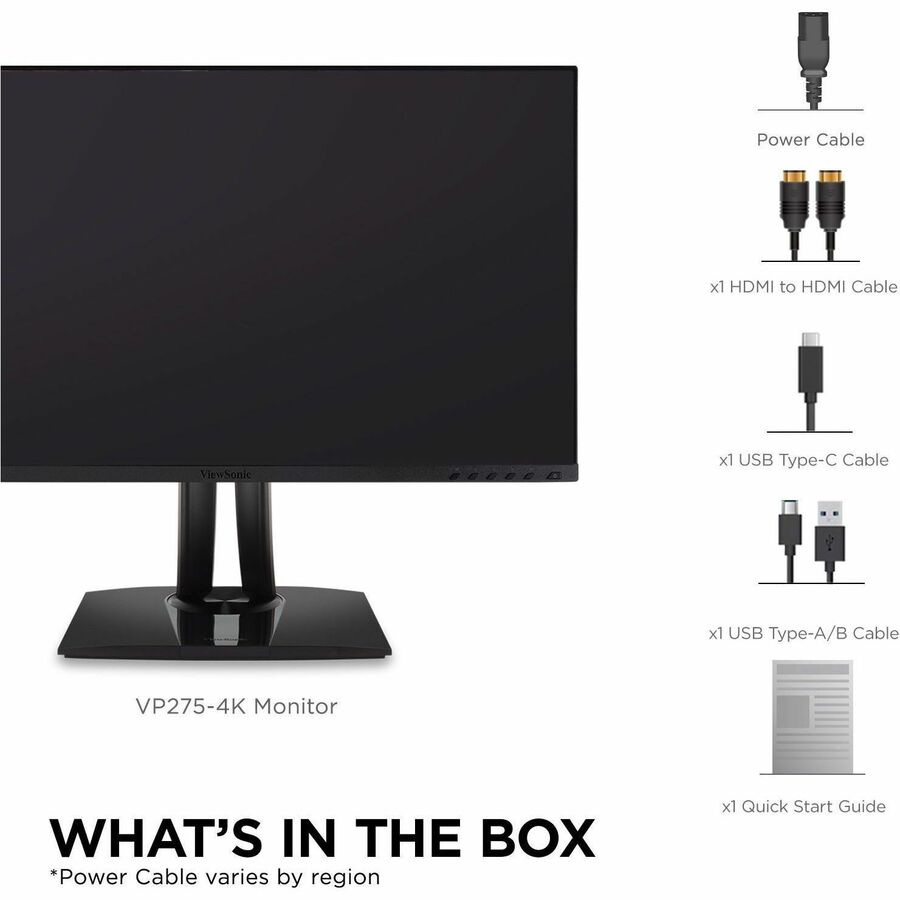 ViewSonic 27" ColorPro™ 4K UHD Ergonomic Monitor with USB-C VP275-4K