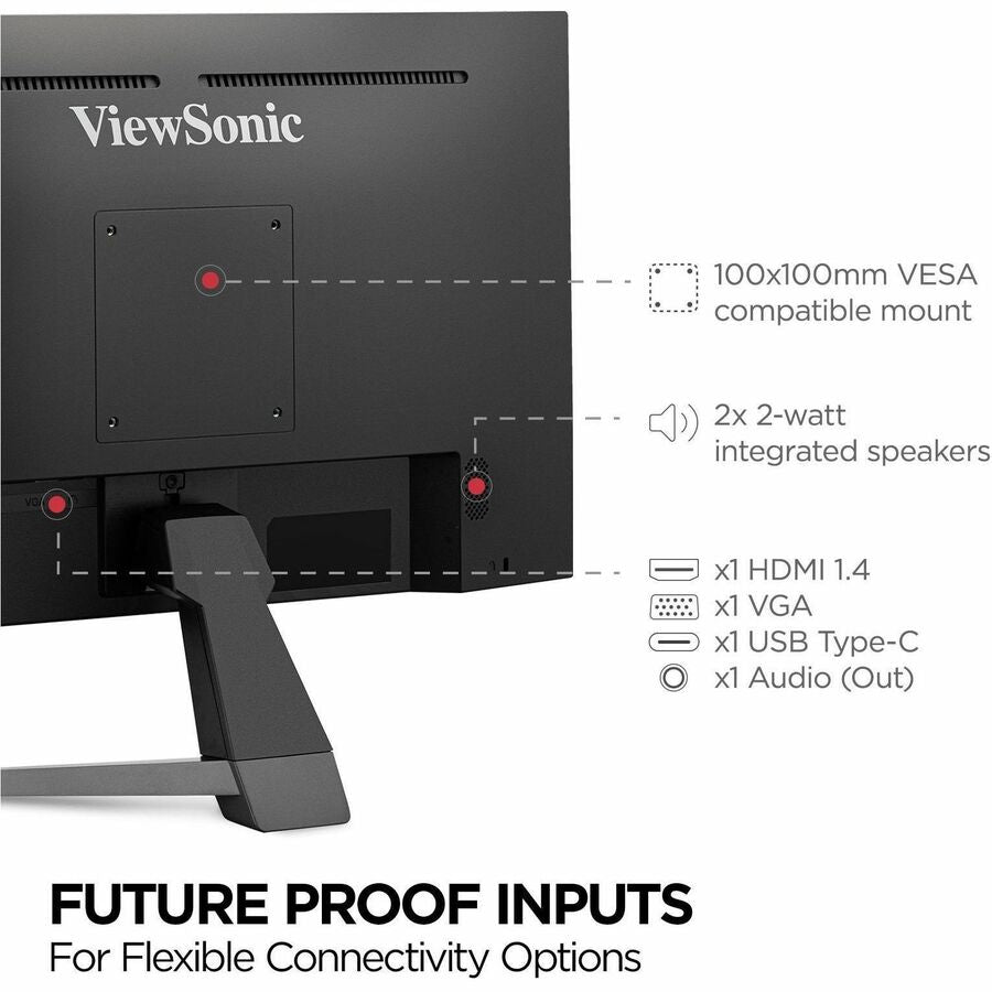 ViewSonic VX2467U 24 Inch 1080p Gaming Monitor with 65W USB C, Ultra-Thin Bezels, HDMI, and VGA input