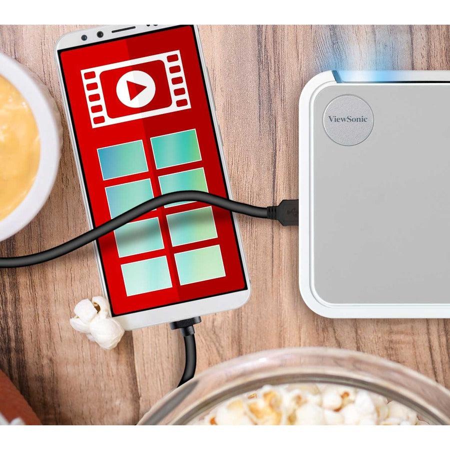 Viewsonic M1 Mini Data Projector Short Throw Projector 120 Ansi Lumens Led Wvga (854X480) White