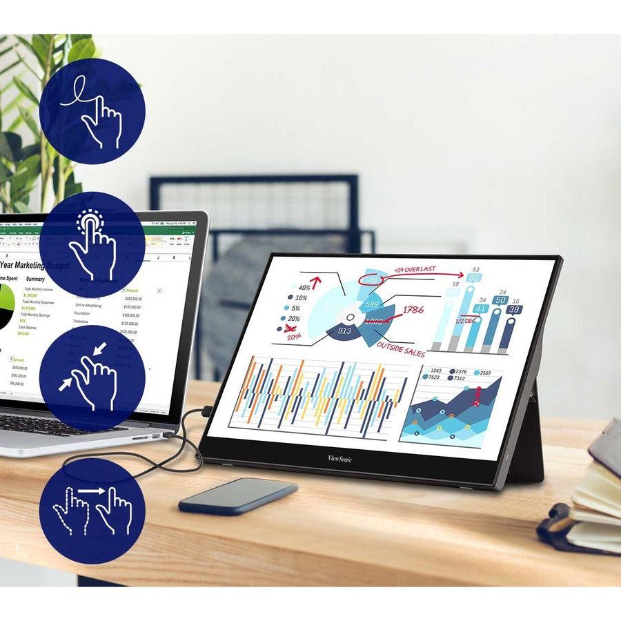 Viewsonic Td1655 Touch Screen Monitor 39.6 Cm (15.6") 1920 X 1080 Pixels Multi-Touch Multi-User Black, Silver