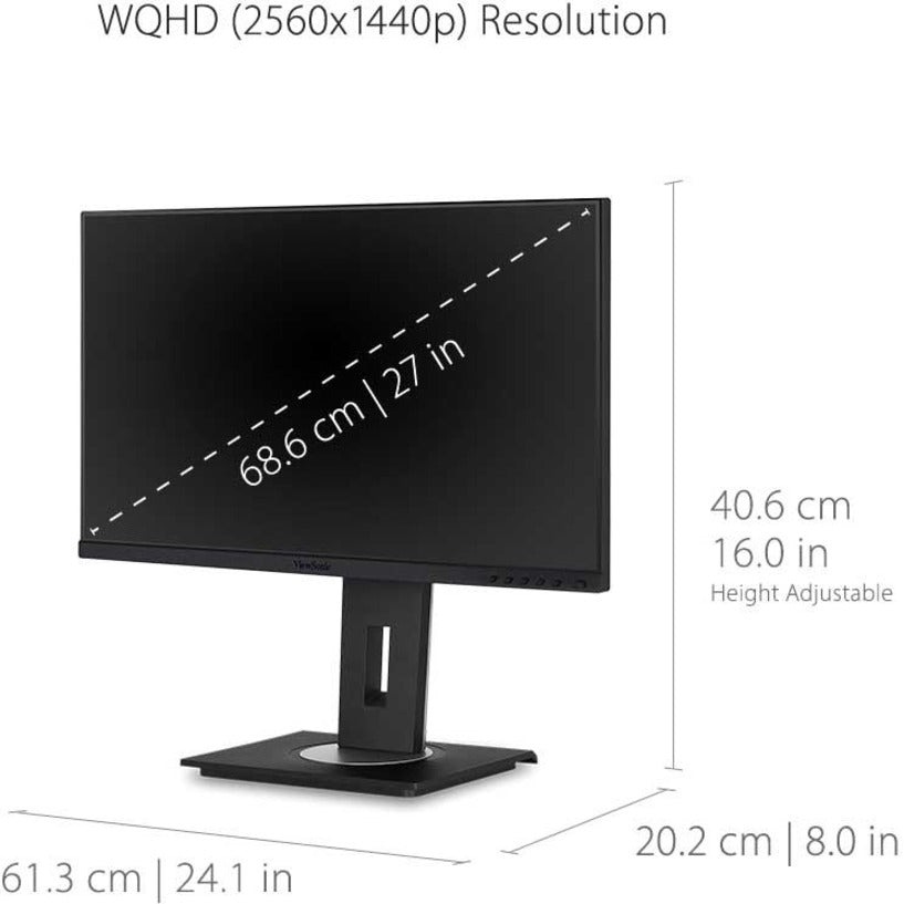 Viewsonic Vg2756-2K Computer Monitor 68.6 Cm (27") 2560 X 1440 Pixels Full Hd Led Black