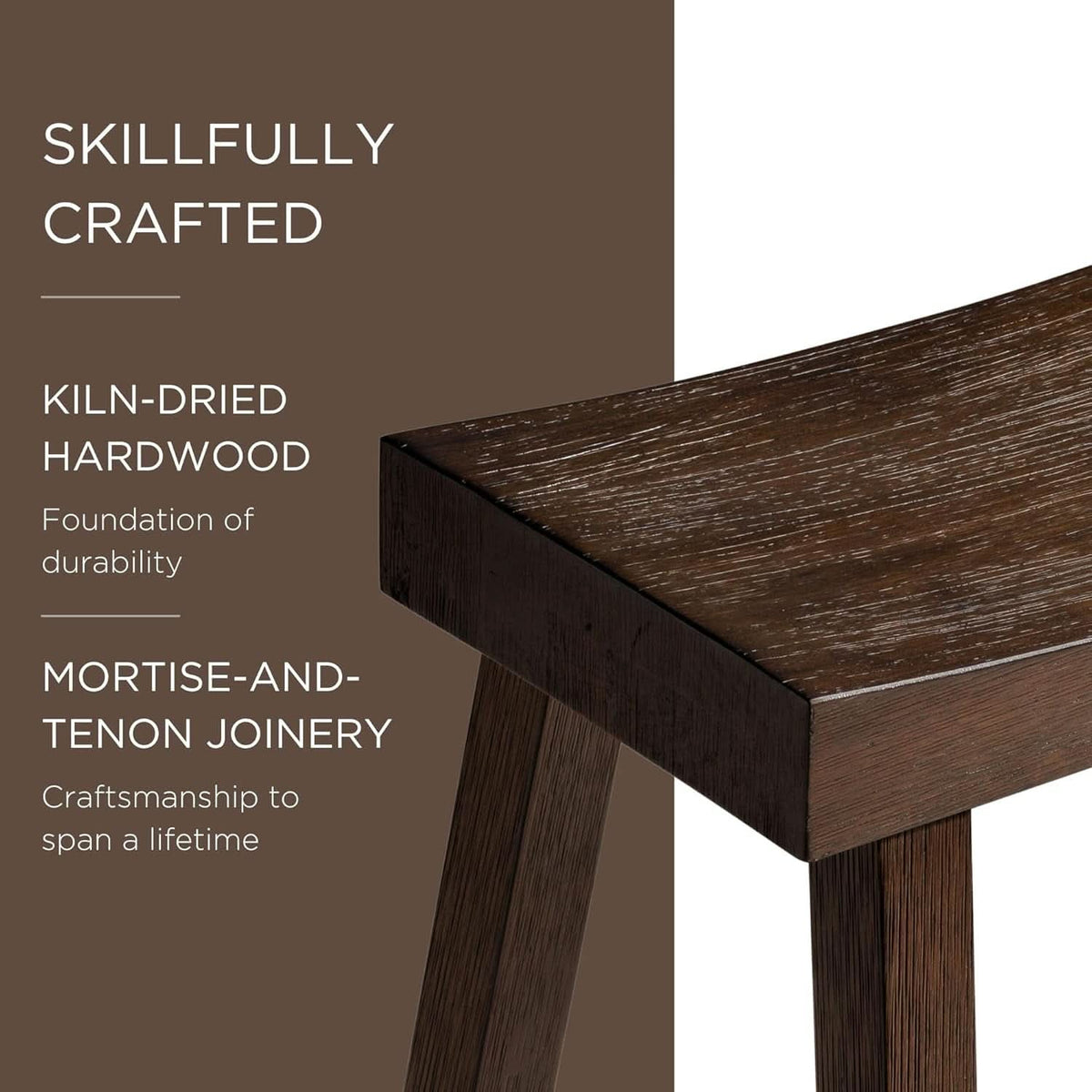 Vincent 31 Inch Antiqued Brown Wood Bar Stool Backless