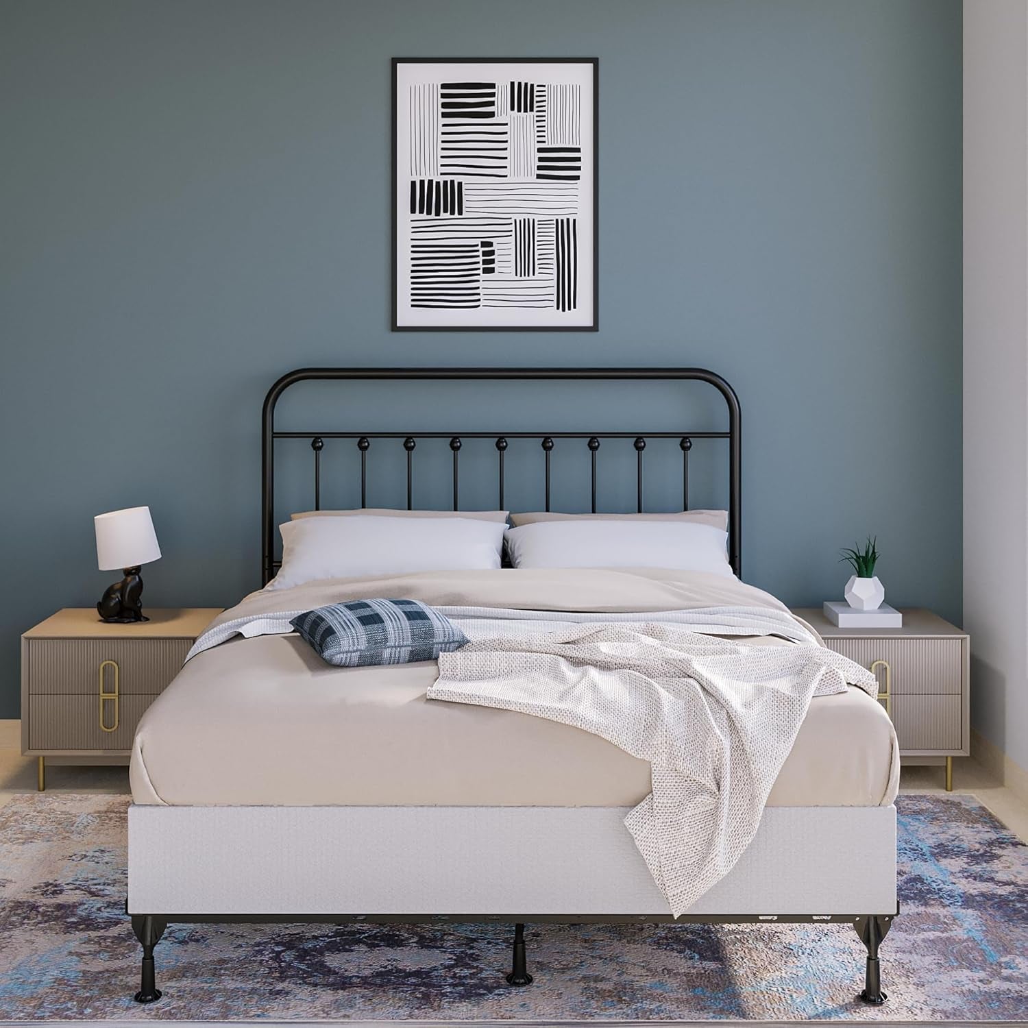 Vintage Adjustable Wrought Iron Headboard for King Beds