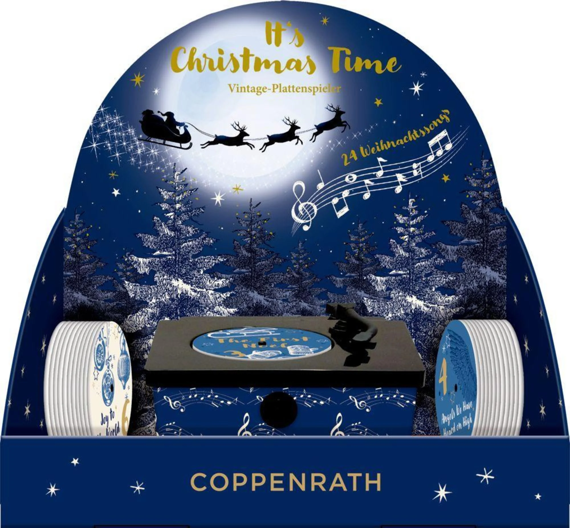Vintage Gramophone Musical Advent Calendar - It's Christmas Time