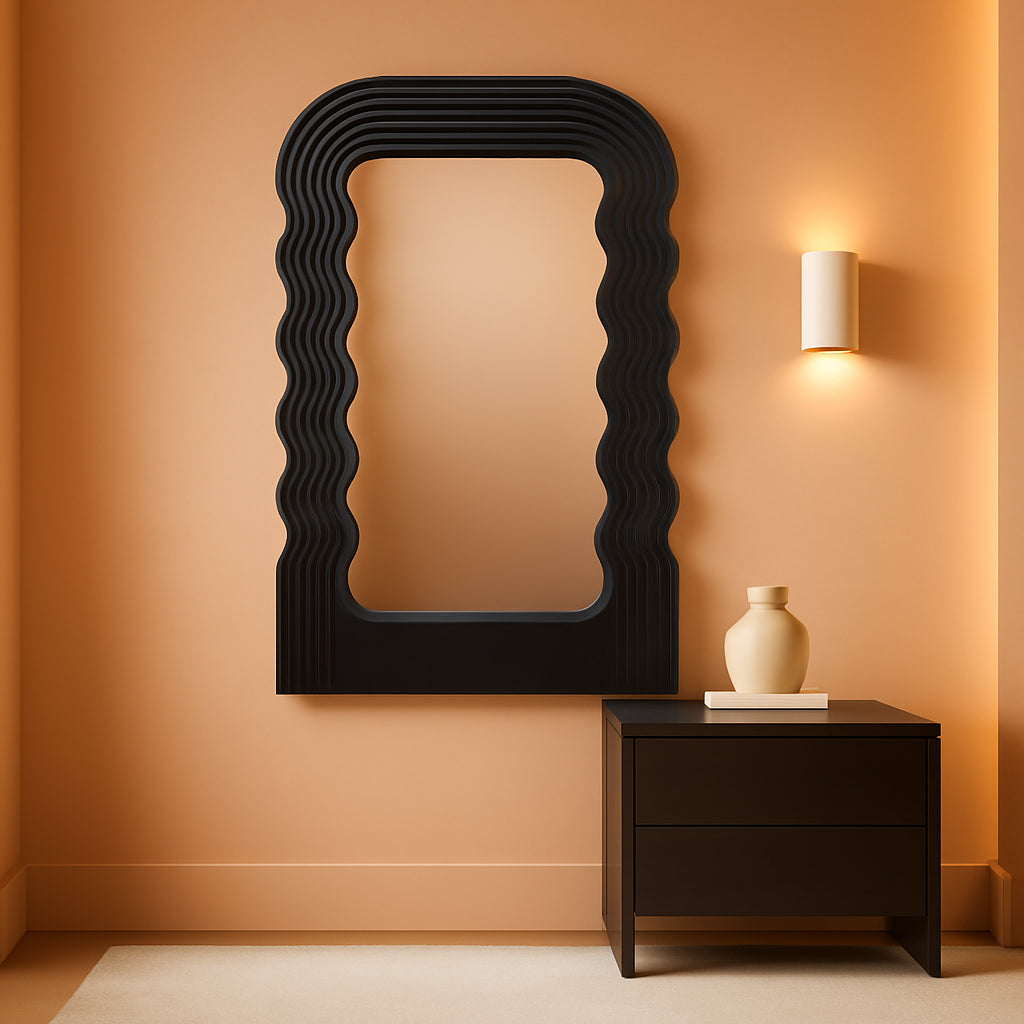 Virgo Black Wooden 36x24 Wall Mount Mirror Framed Decor