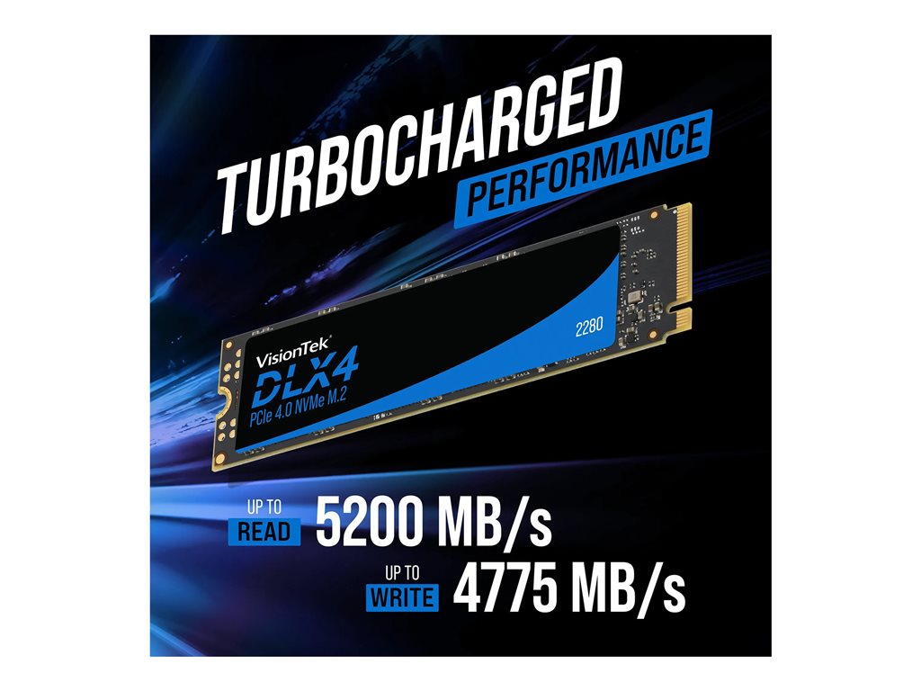 VisionTek DLX4 - SSD - encrypted - 512 GB - internal - M.2 2280 - PCIe 4.0 x4 (NVMe) - 256-bit AES - TCG Opal Encryption