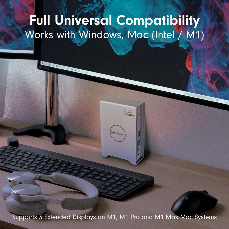 VisionTek VT7100 Triple Display 4K USB-C Docking Station with 100W Power Delivery - for TV