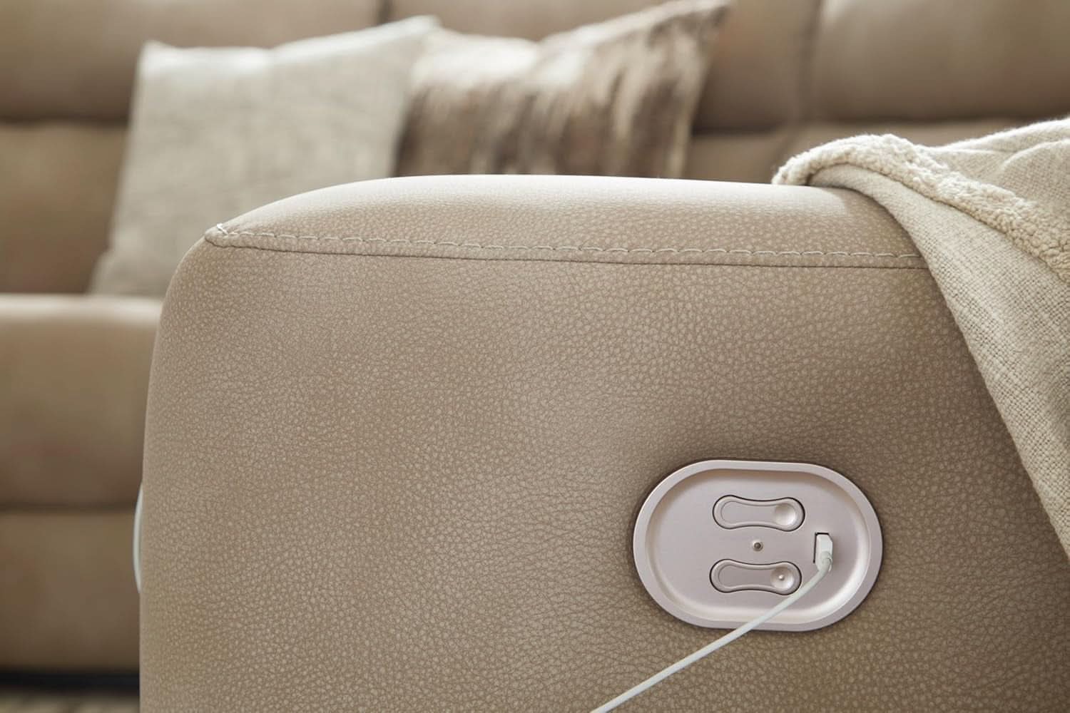 Wall Hugger Power Recliner Light Brown With USB Ports