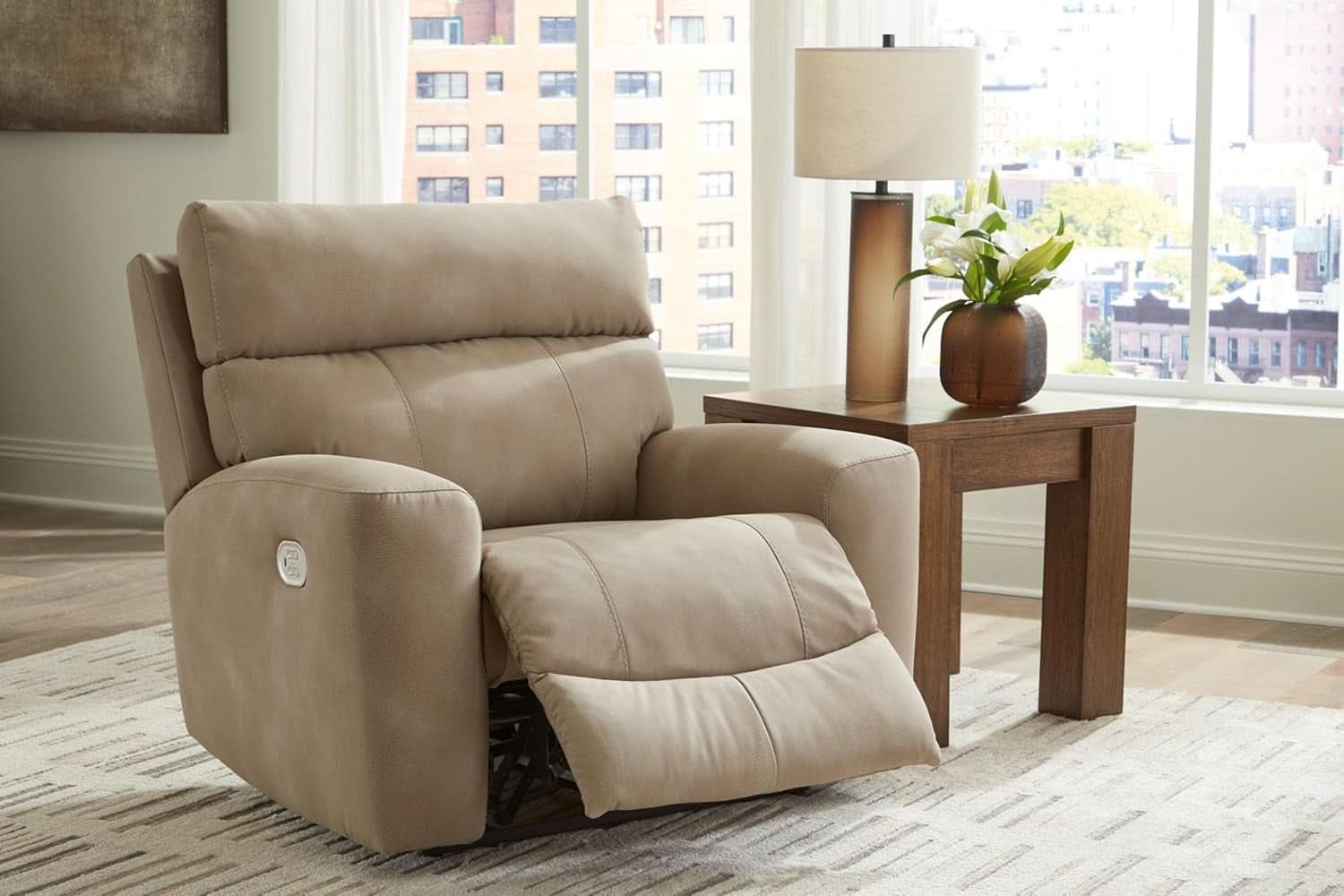Wall Hugger Power Recliner Light Brown With USB Ports