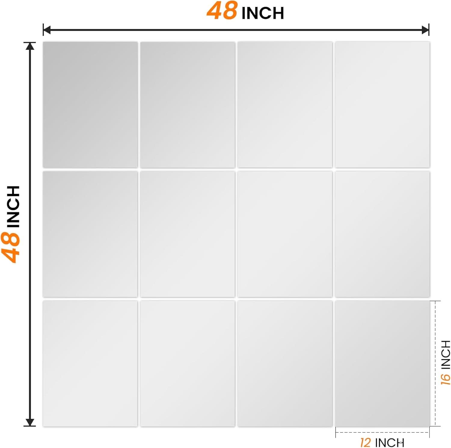 Wall Mirror Tiles 16 By 12 Inches 12 Pack Full Length Mirrors