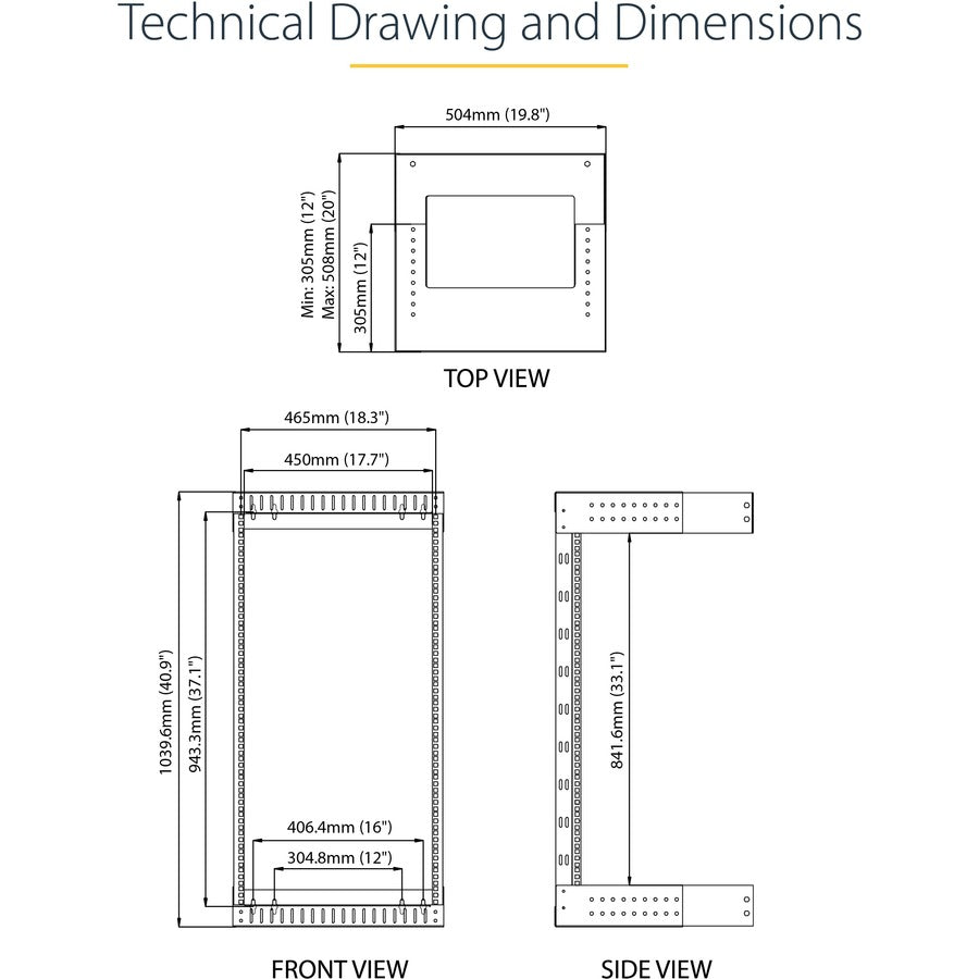 Wall Mount Network Rack 21U Heavy-Duty - Open Frame Server Rack | StarTech.com RACK-21U-20-WALL-OA