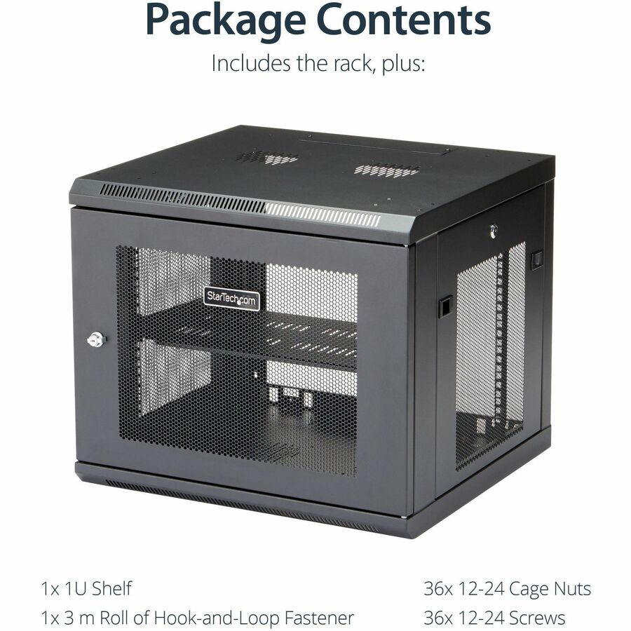 Wall Mount Rack Cabinet 9U - Network Equipment Enclosure with 1U Shelf | StarTech.com RK920WALM